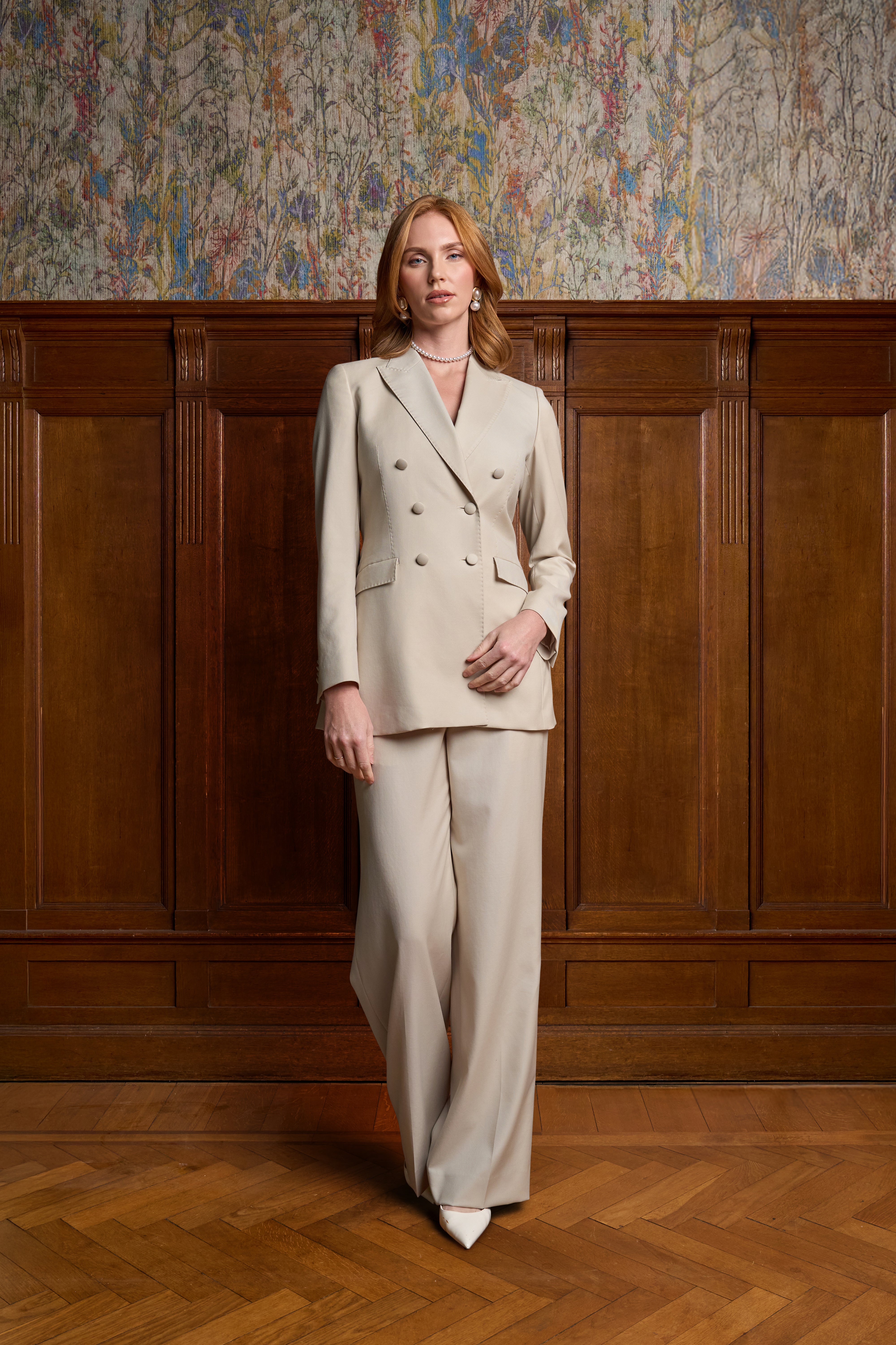 Champagne wide-leg pantalon