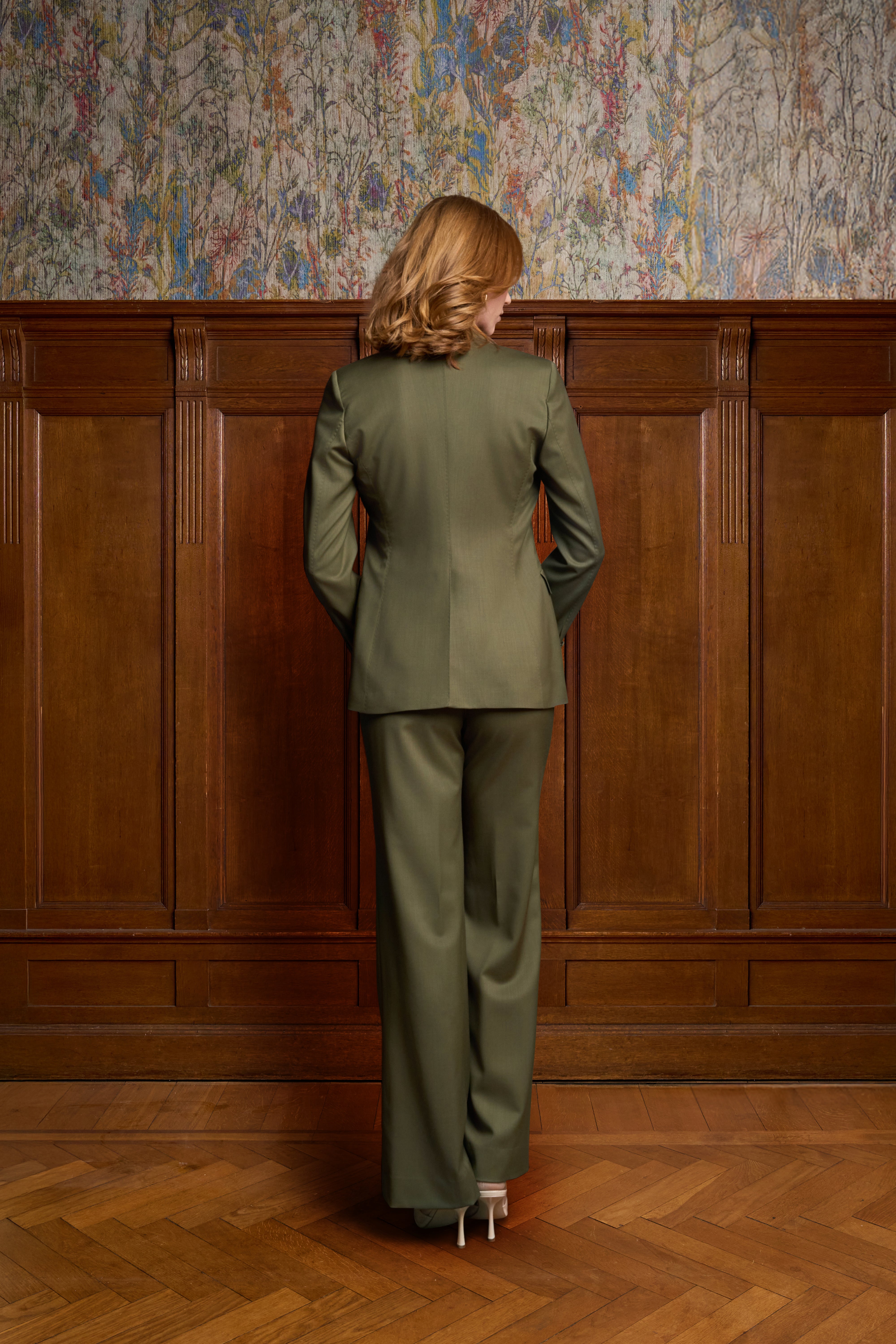 Olijfgroene double-breasted blazer