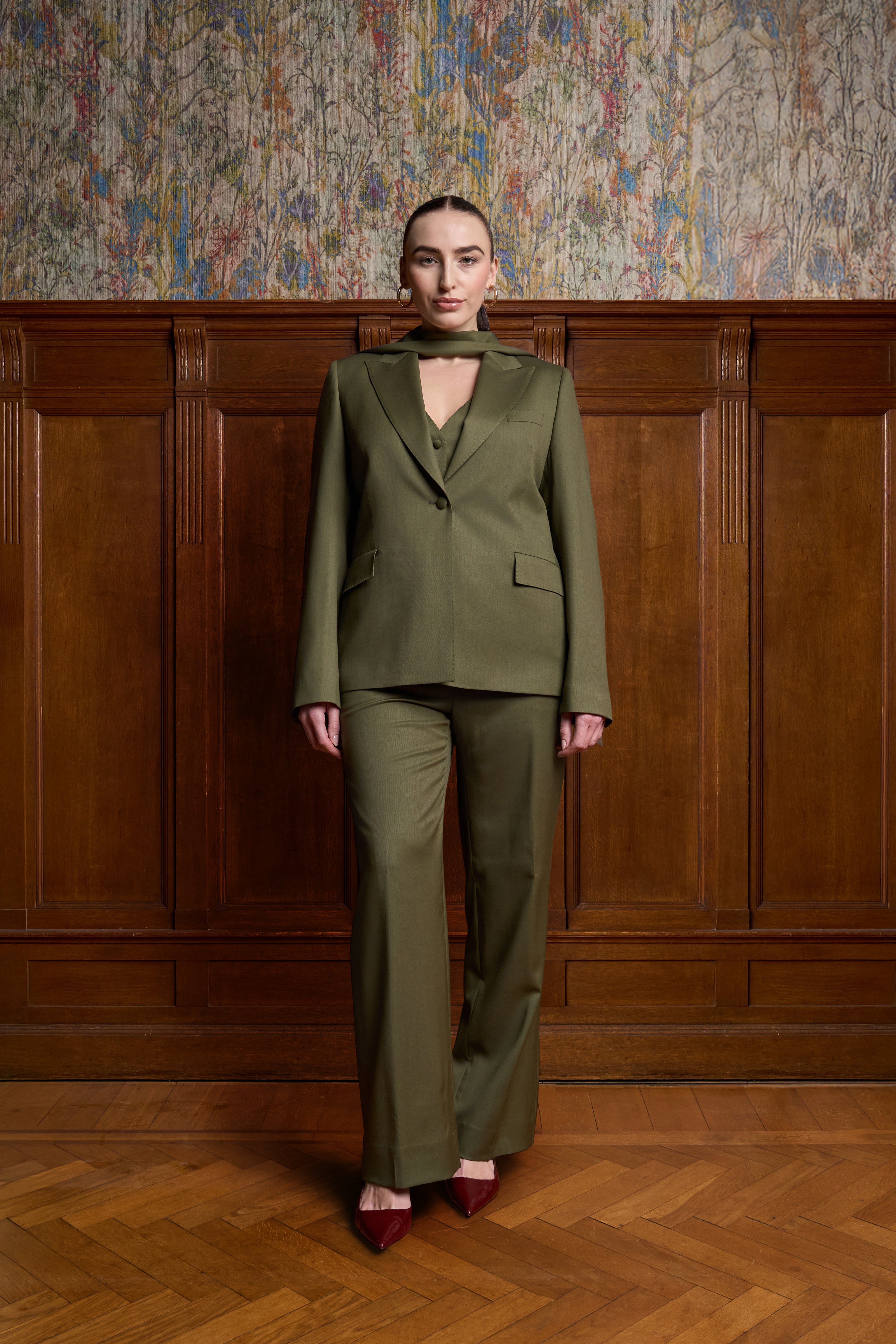 Olijfgroene single-breasted blazer