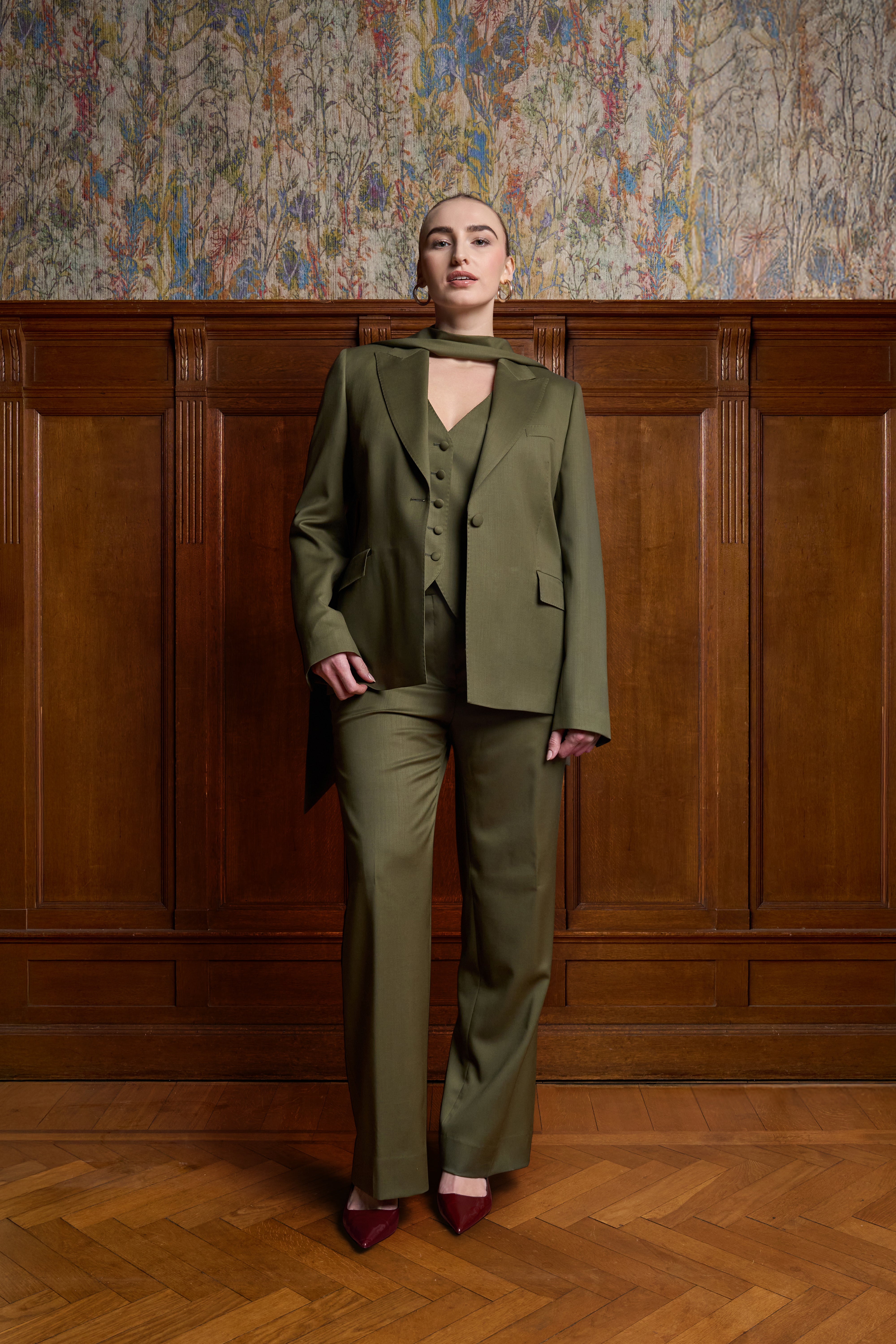 Olijfgroene rechte pantalon