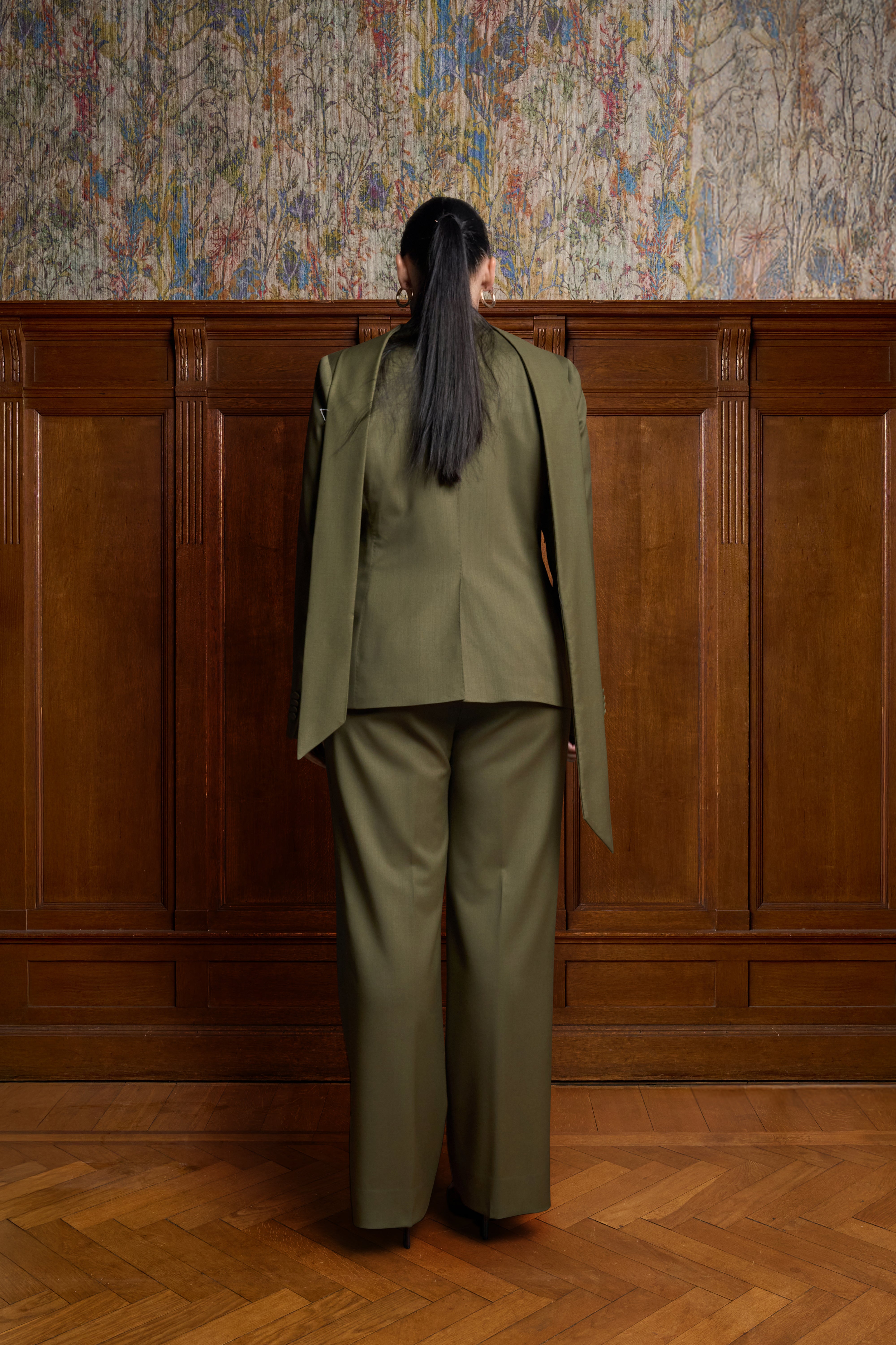 Olijfgroene rechte pantalon