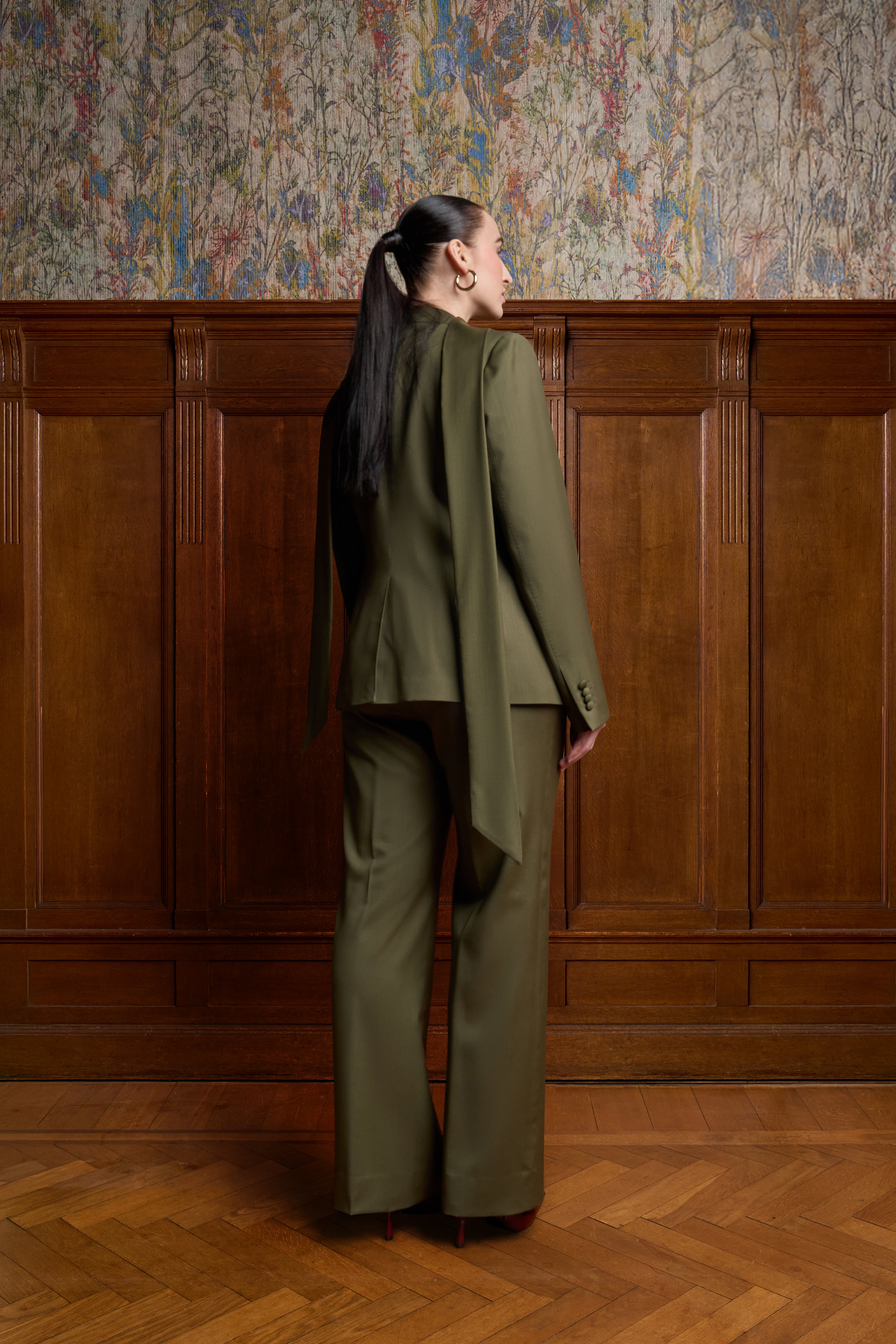 Olijfgroene rechte pantalon