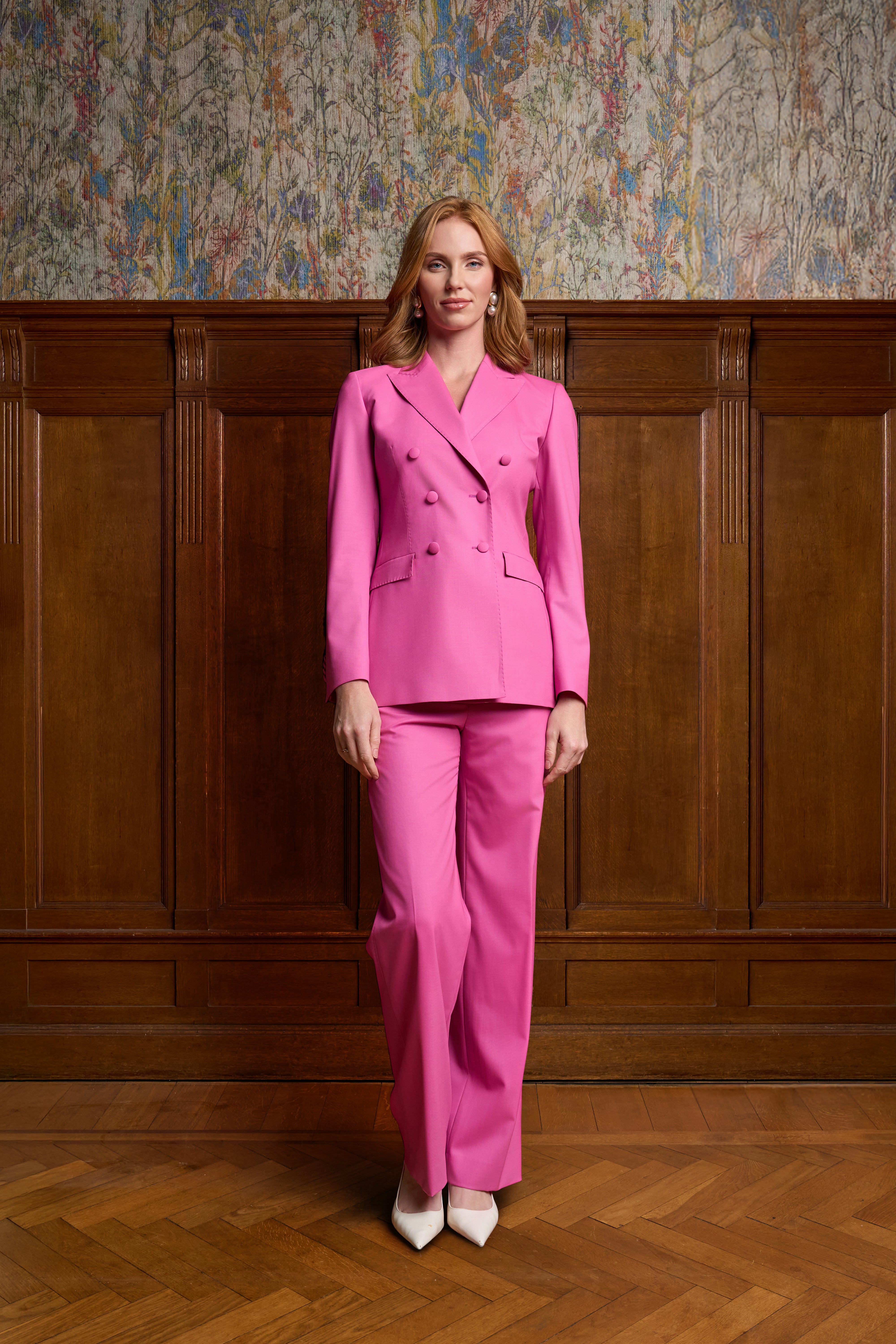 Roze double breasted blazer pak