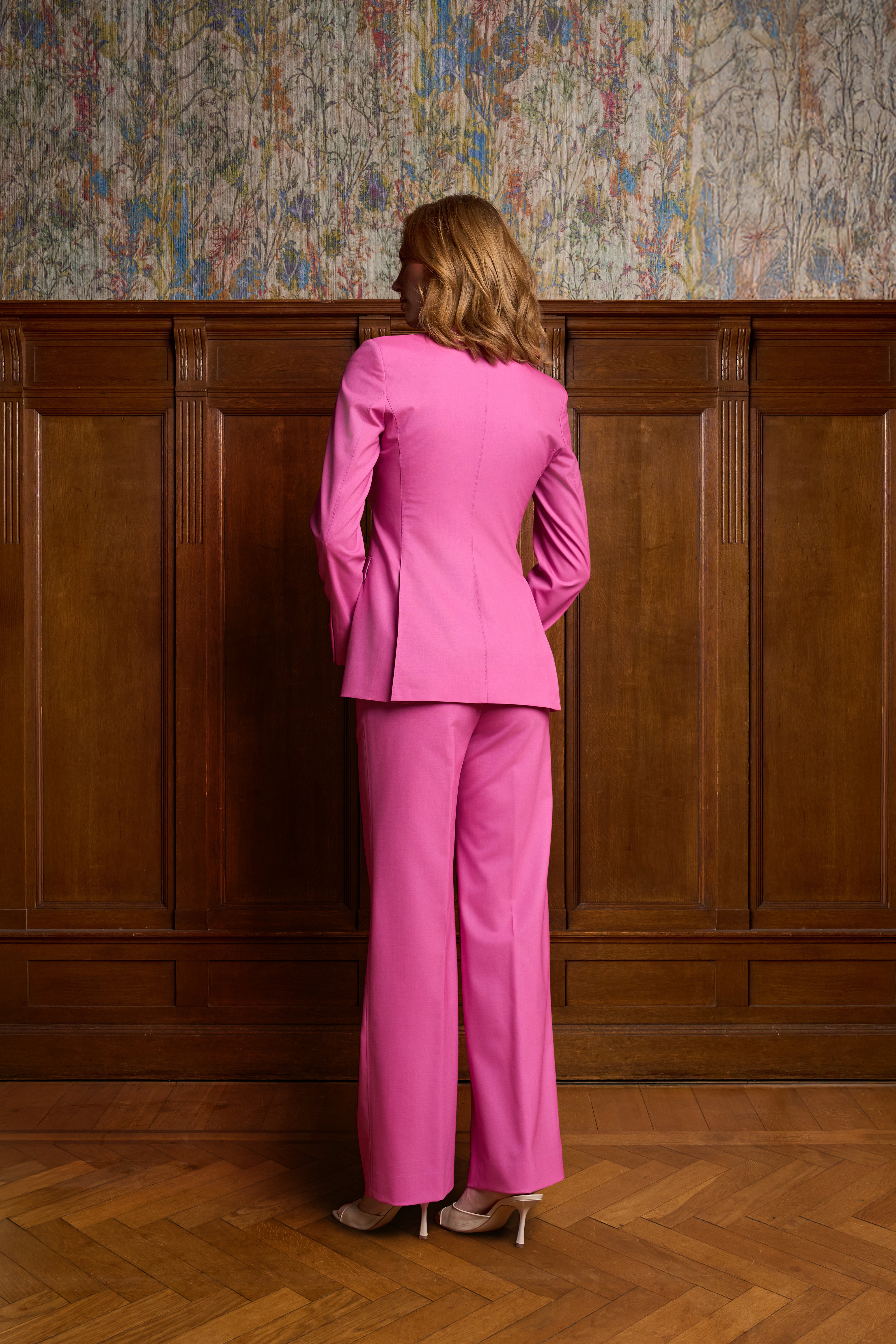 Roze double breasted blazer pak