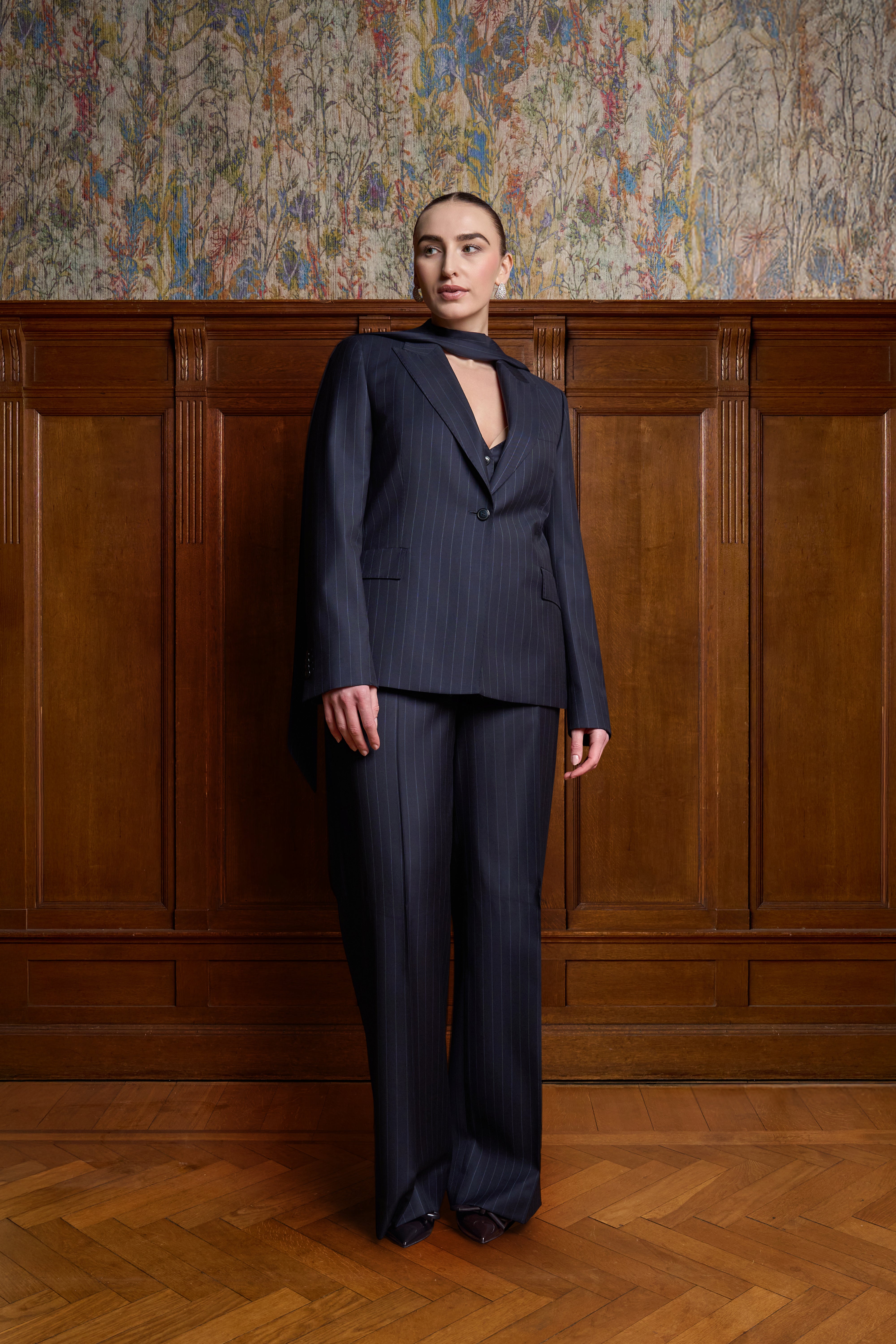 Blauw krijtstreep single breasted blazer