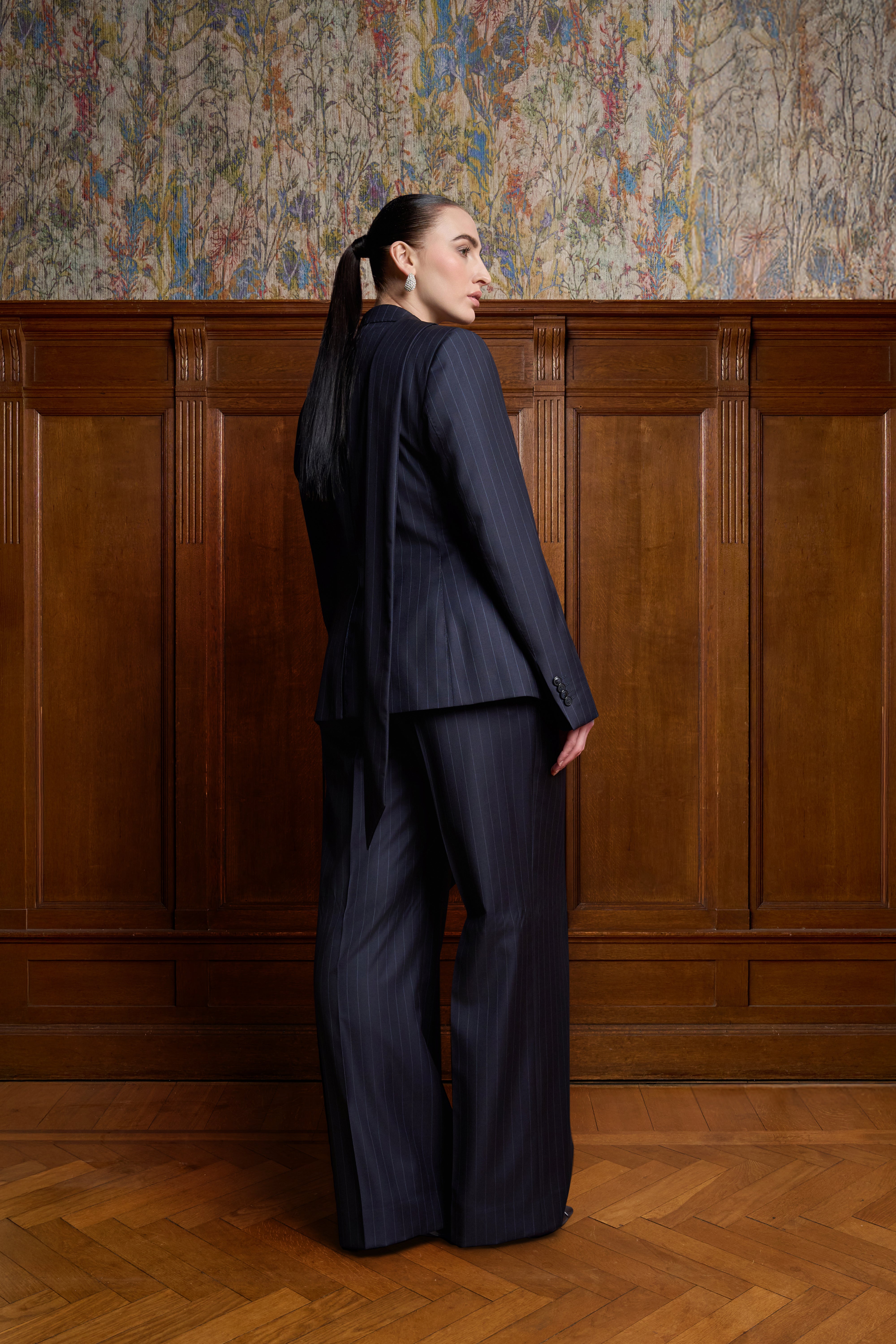 Blauw krijtstreep single breasted blazer