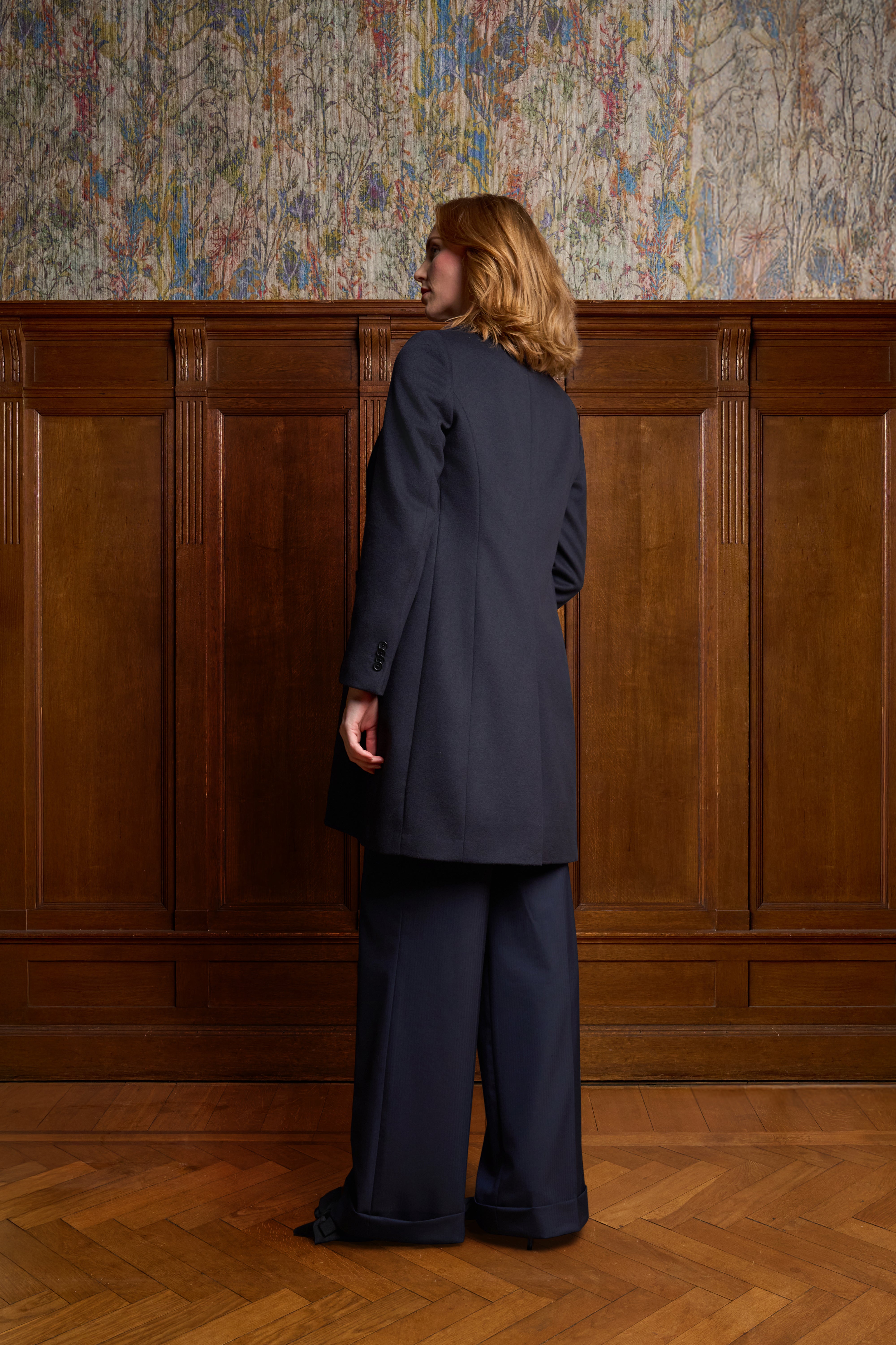 Donker blauwe single breasted jas