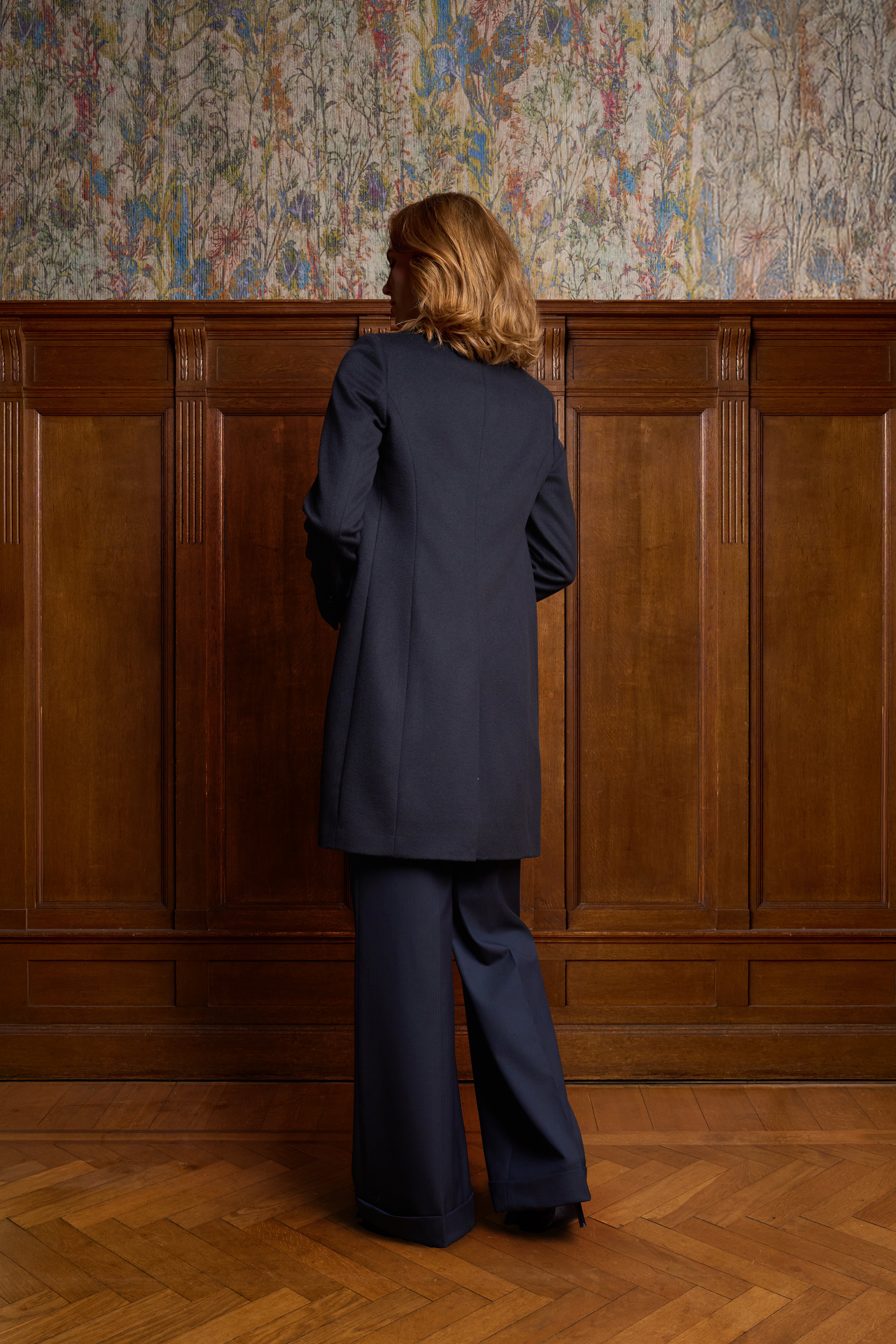 Donker blauwe single breasted jas